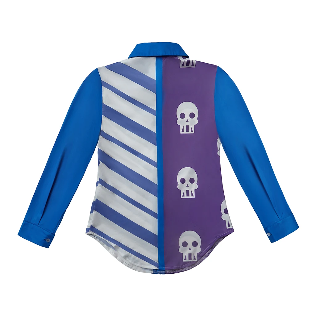 Anime Horseman Sarah Lynn Cosplay Shirt Skull And Horizontal Stripe Blue Print Shirt Costume Adult Student Casual Top Blouse