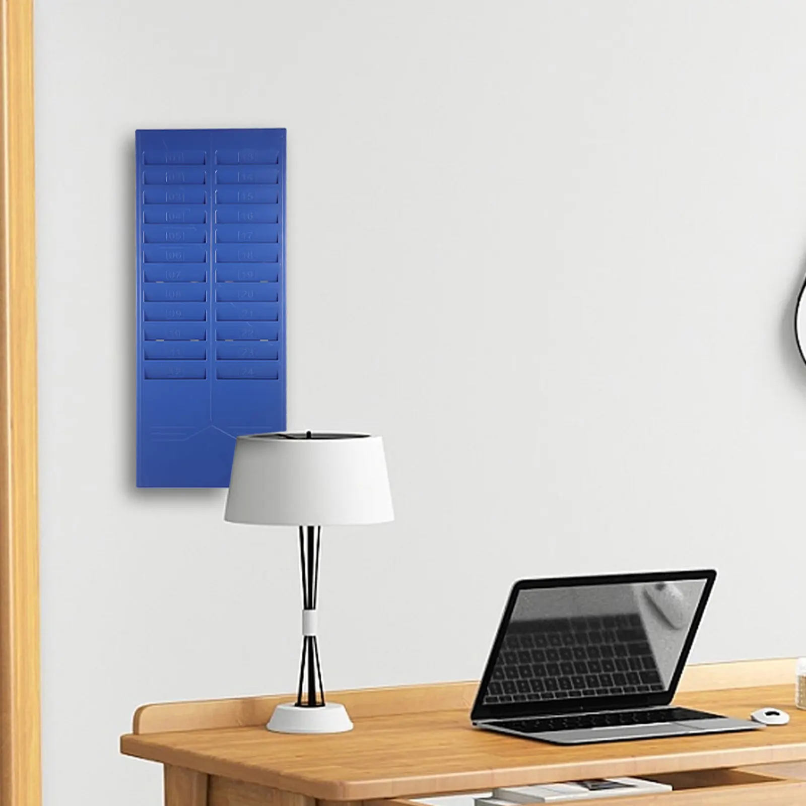 Attendance Cards Holder Wall Mount Time Cards Rack Retractable Plastic Card Holder for Office Warehouse Employee Badge Organizer