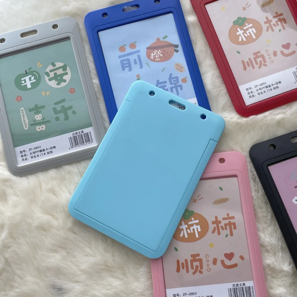 Solid Color Plastic Pass ID Work Card Holder for Staff Large Slide Back Case Badge Working Permit Case Exhibition ID Tag Sleeve