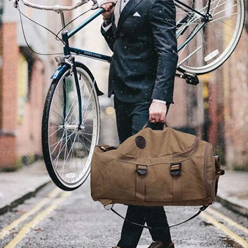 Mochila de lona de gran capacidad para hombre, morral escolar de estilo Retro, informal, sencillo, de tendencia, multifuncional, de un solo hombro