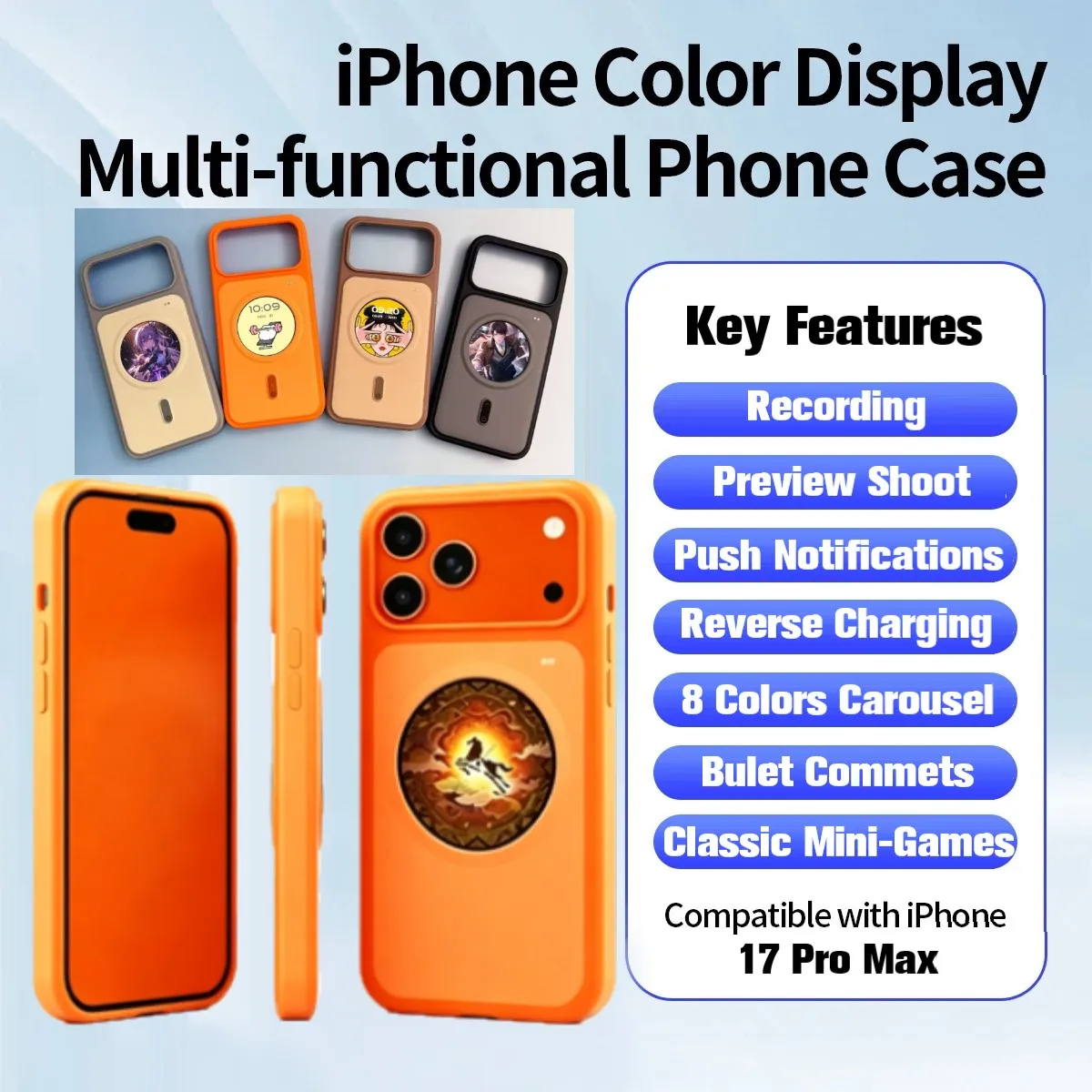 

17 Pro Max Mobile Smartphone Smart Window Case for Iphone Push Notification Shell For Apple 17 Pro Max with Touch Window Screen