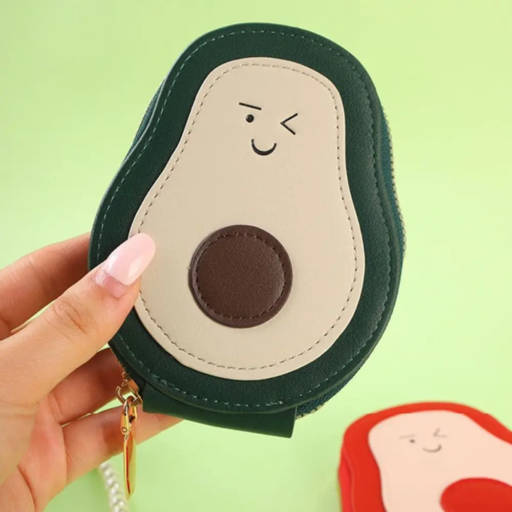 Creative PU Leather Mini Card Wallet Large Capacity 11 Card Pockets Business Card Case Cartoon Avocado ID Card Holder Men