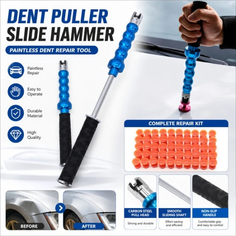 Professional PDR Paintless Dent Repair Tools Slide Hammer Kit with Glue Puller Tabs for Car Body Hail Damage Removal Set