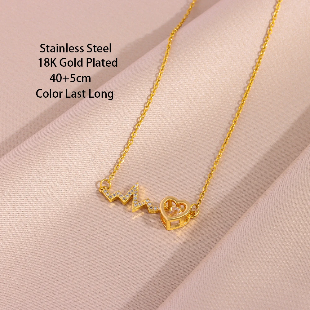New In Sweet Beating Heart Pendant Necklaces For Women Female Stainless Steel Clavicle Chain Jewelry Girls Party Gift Wholesale