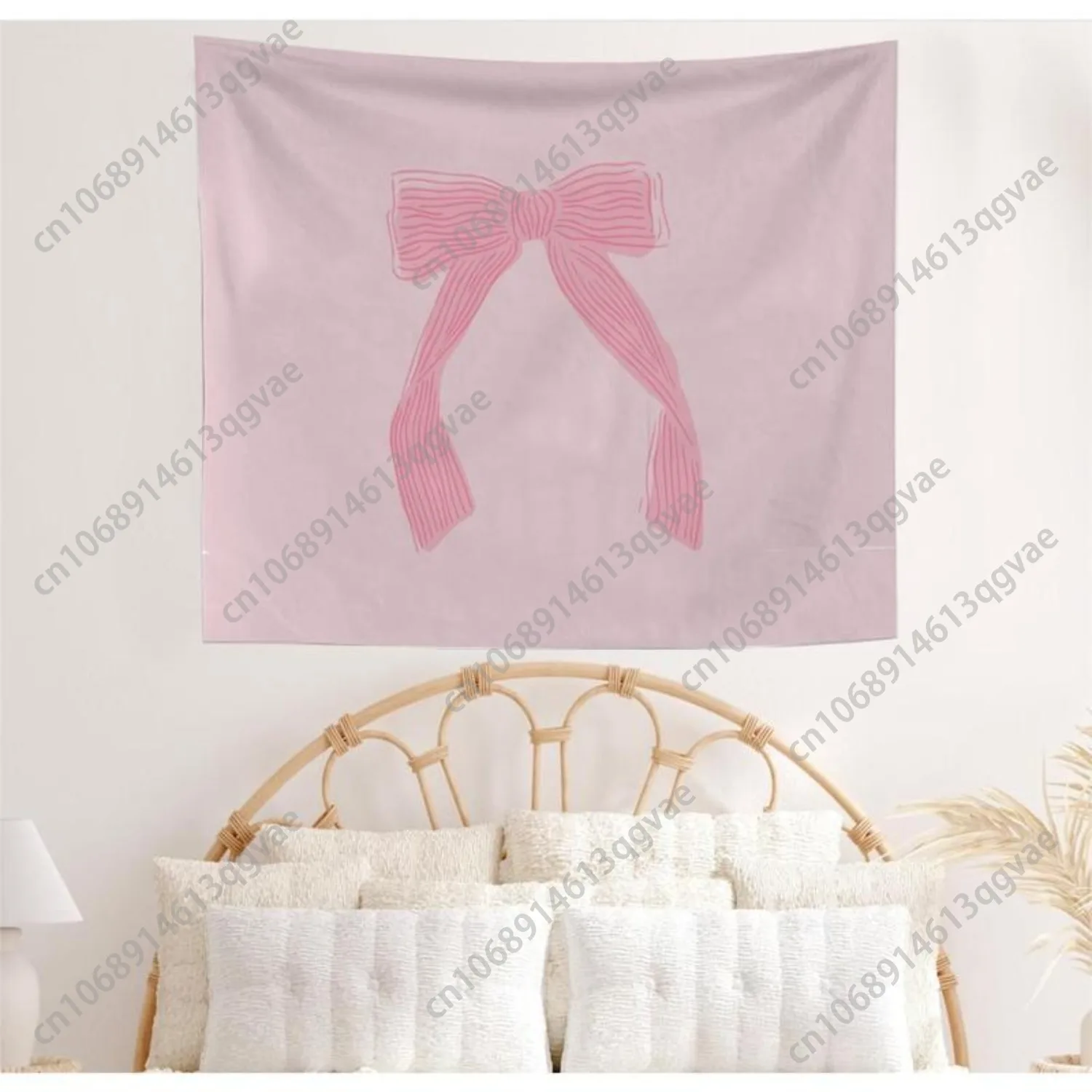 العصرية Coquette غرفة ديكور الوردي القوس نسيج الجدار الشنق Preppy جدار ديكور فني غرفة النوم أساسيات الجمالية مخصص الديكور