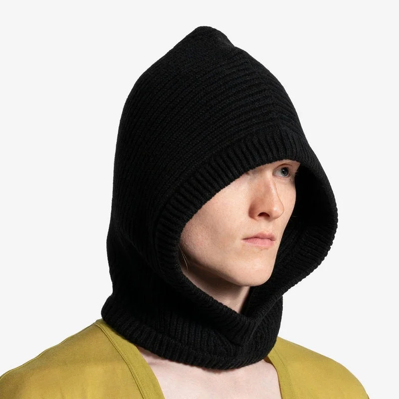 Black Pioneer RO Style Men's and Women's Knitted Collar Windproof Hood Balaclava Pullover Hat