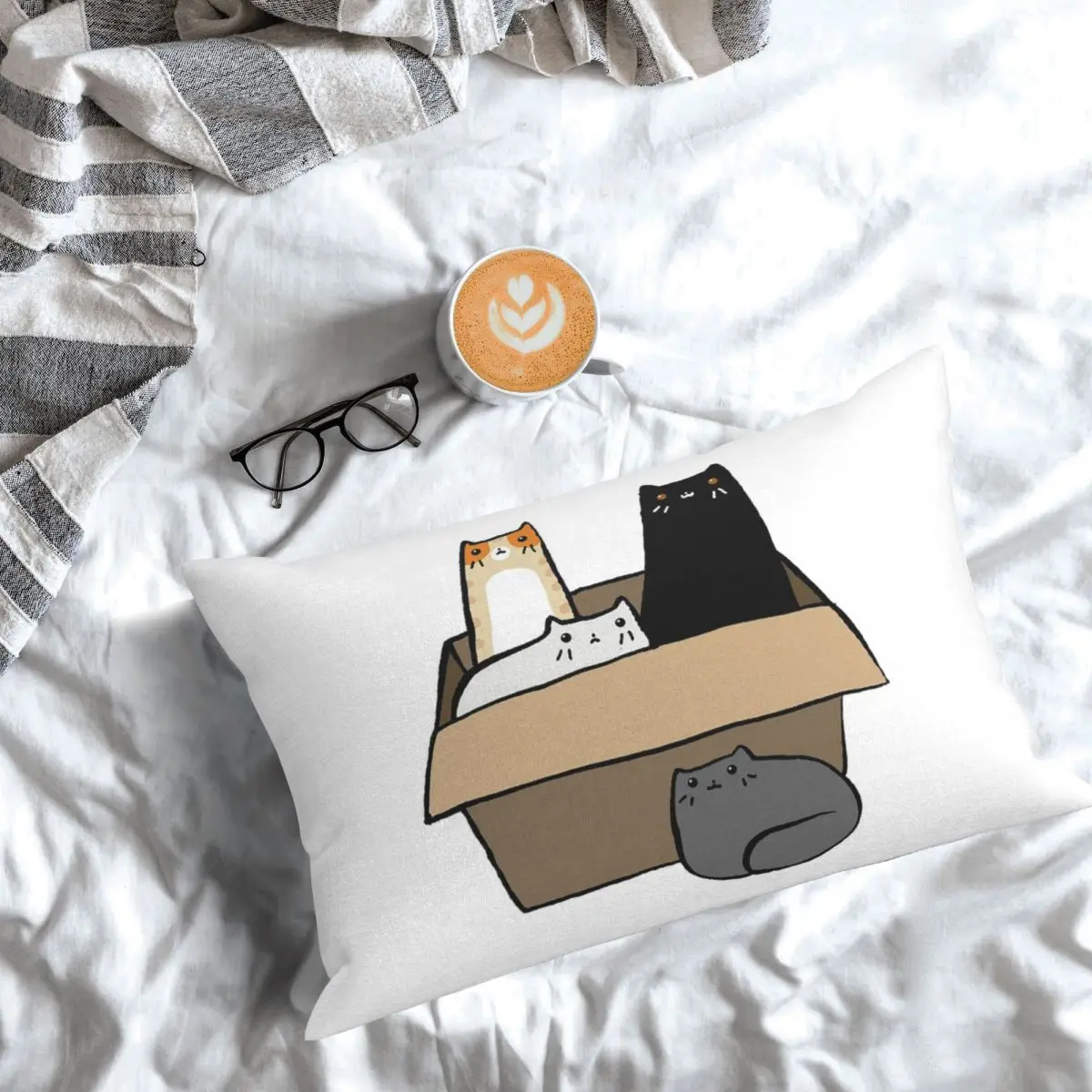 Cats In A Box Rectangle Pillowcase Cushion Cover Decorative Bedroom Bed Home Comfort Throw Pillow