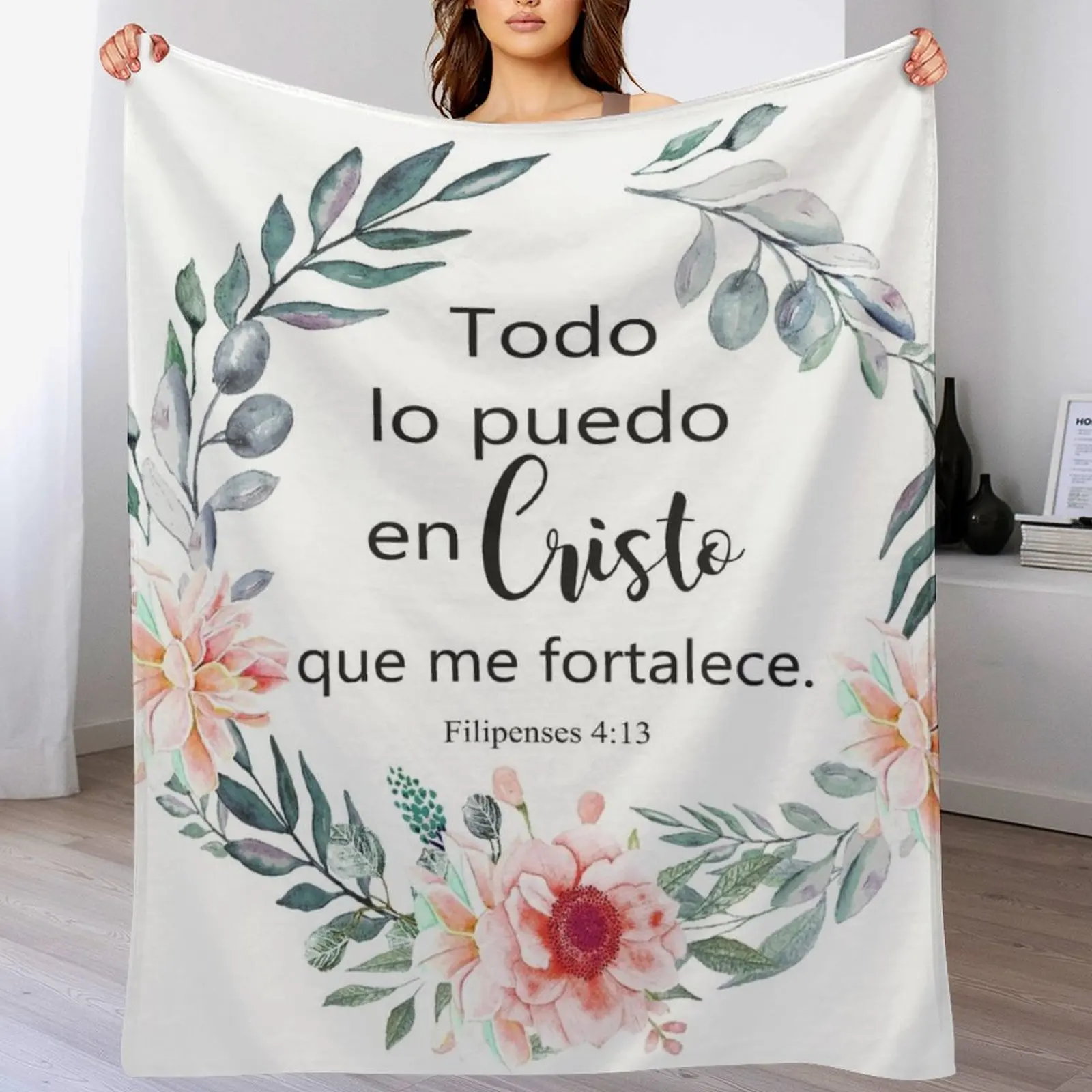 TODO LO PUEDO EN CRISTO QUE ME FORTALECE Throw Blanket Flannels Blankets For Baby Blankets