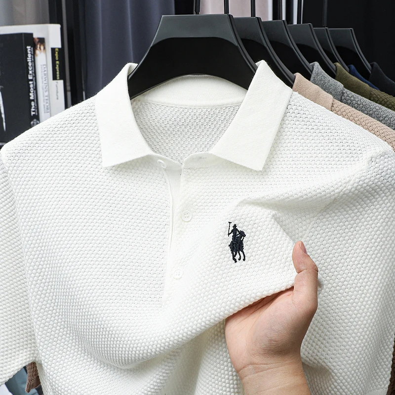 100% cotton men's casual versatile polo short sleeved fashionable embroidery classic skin friendly breathable top