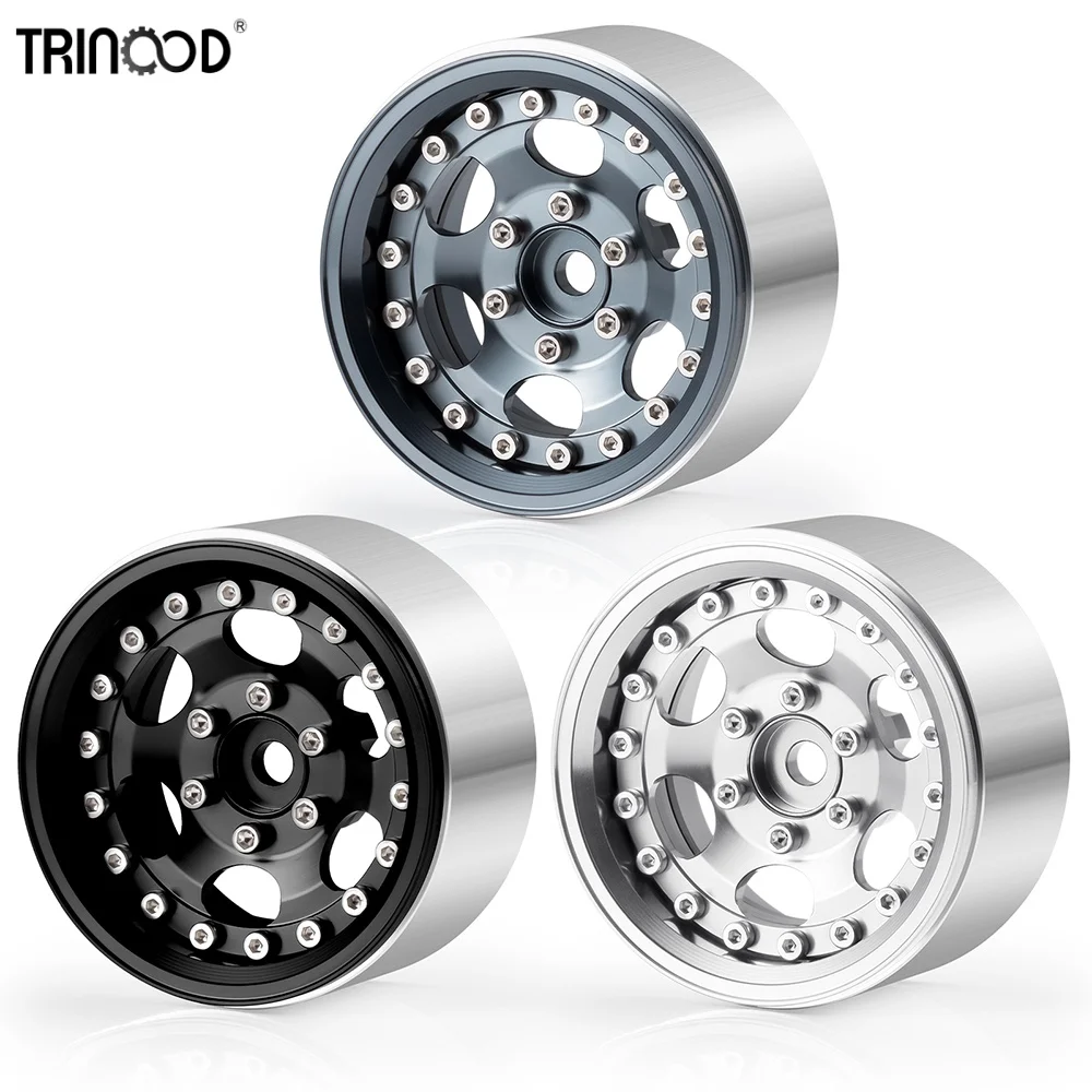 TRINOOD 1.9'' Metal 4 pcs Beadlock Wheel Hub Rims For 1/10 Axial SCX10 II RC Crawler Car Upgrade Parts