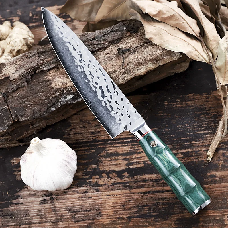 TJ POP 8 Inch Chef Knife 67 Layer Damascus Steel Japanese VG10 Kitchen Knives Forged Pakkawood Handle Sharp Meat Slicing Knifes