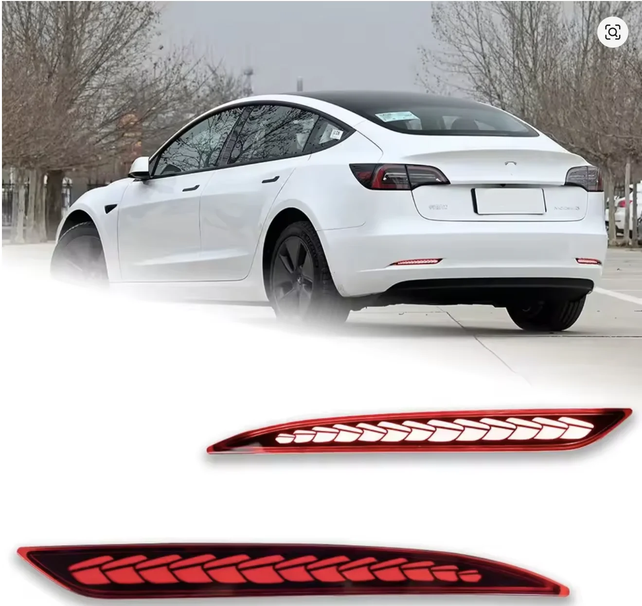 Modified Car Lights for Tesla Model 3 Model Y 2019-2022 Led Rear Bumper Reflector Lamp Dragon Scale Design Strobe Accessories