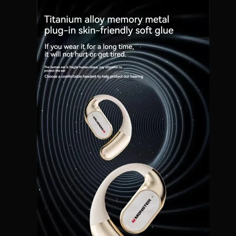 Earphone Bluetooth MONSTER AC530 Non-In-Ear Konduksi Tulang Nirkabel Olahraga Tahan Air Lipat Ganda Dapat Disesuaikan