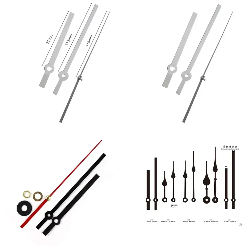 1 Set DIY White Metal Wall Clock Hands Quartz Watch Replacement Parts Accessories