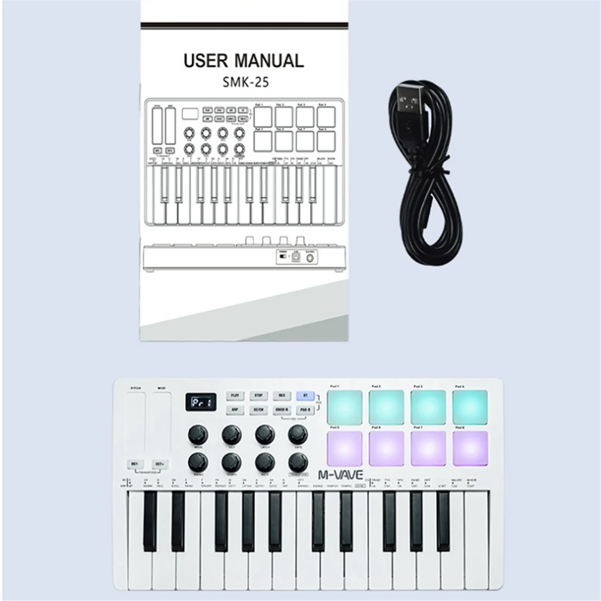 25-Key MIDI Keyboard Controller Intelligent Portable Composition Drum Pad Electronic Music Flute Controller Suitable