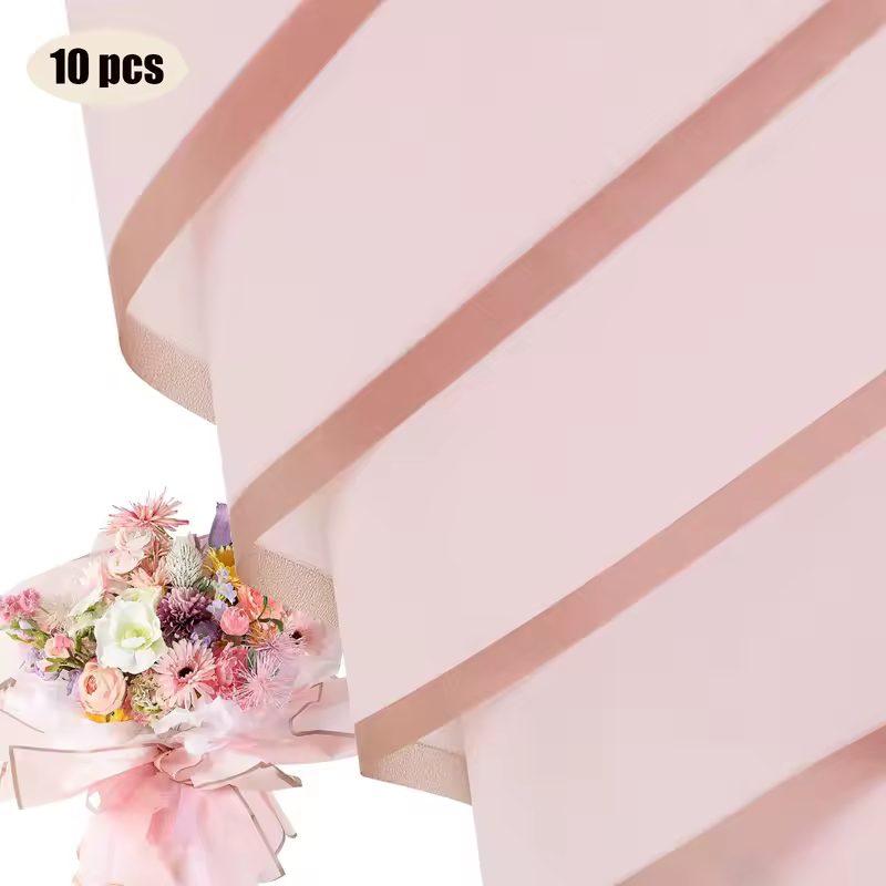 10 Sheets Flower Wrapping Paper with Golden Edges, Waterproof Bouquet Packaging - Ideal for DIY Weddings & Birthdays - Image 10
