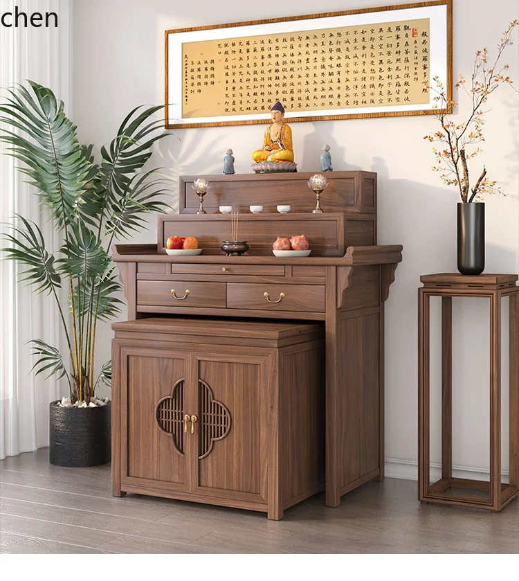 black walnut shrine shrine incense case household God of Wealth Bodhisattva Xianjia solid wood platform