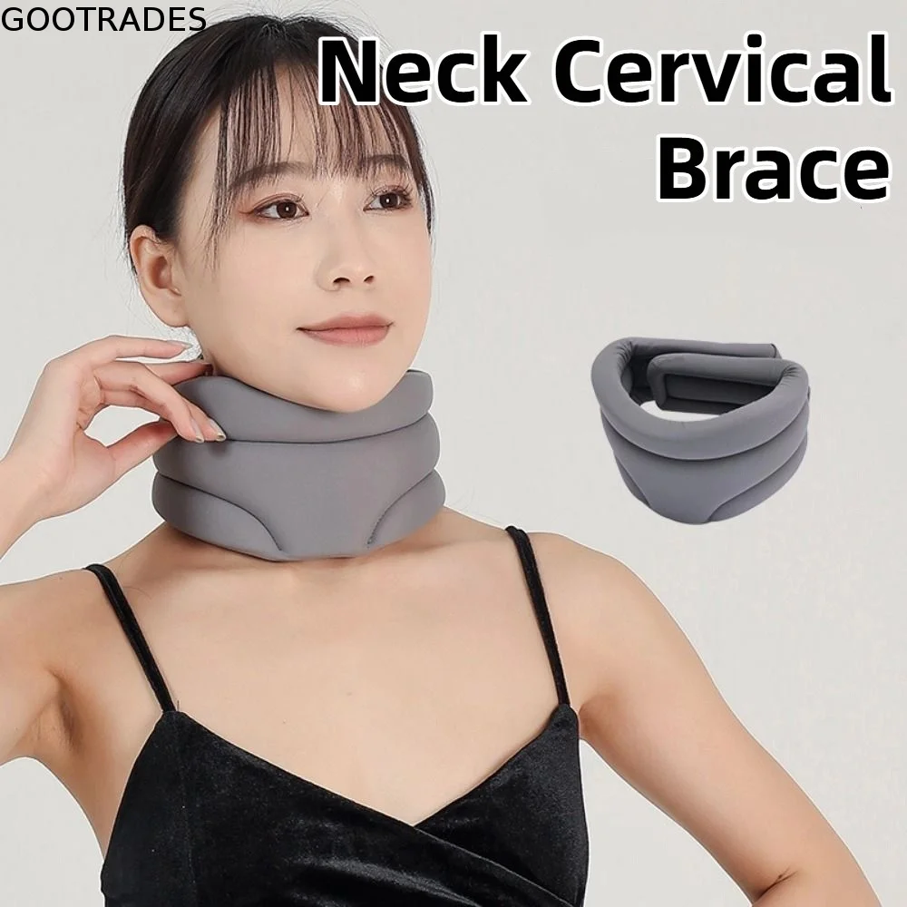 Breathable Neck Cervical Brace Solid Color Soft Neck Fixation Belt Adjustable Neck Health Neck Cervical Collar Office Use