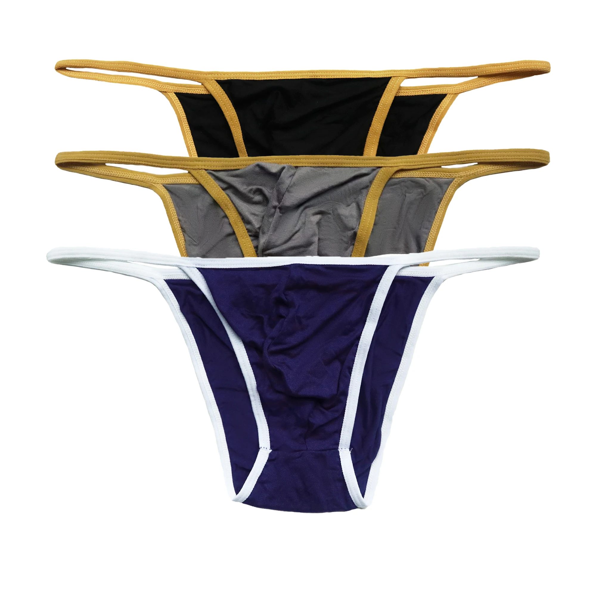 3-قطعة بلون الملابس الداخلية مجموعة الرجال مريحة ملابس داخلية جيدة التهوية ثونغ على شكل حرف U نفخ حقيبة مثير مثلث الملابس الداخلية