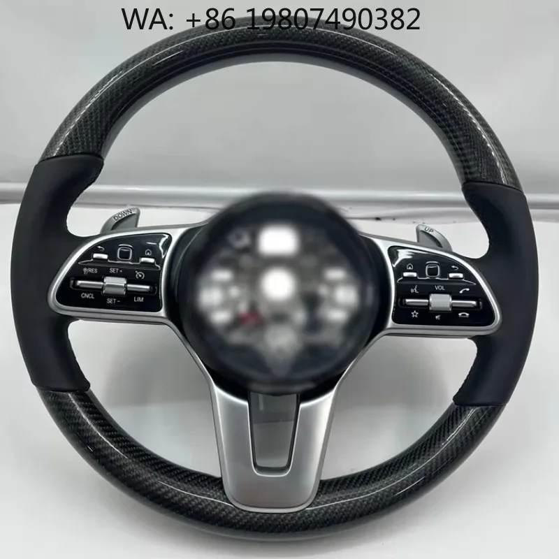 

4 Spoke Rose Red Leather Carbon Fiber Steering Wheel New Style Modified Upade Trim Fit W211 C Class W204