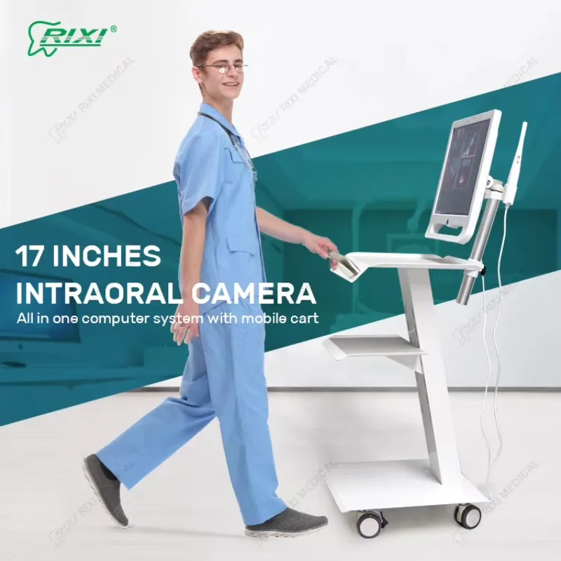 Dental Intra Oral Camera With Monitor 12 Mega Pixel Dental Endoscope With Mobile Cart 17 Inches Portable Oral Camera
