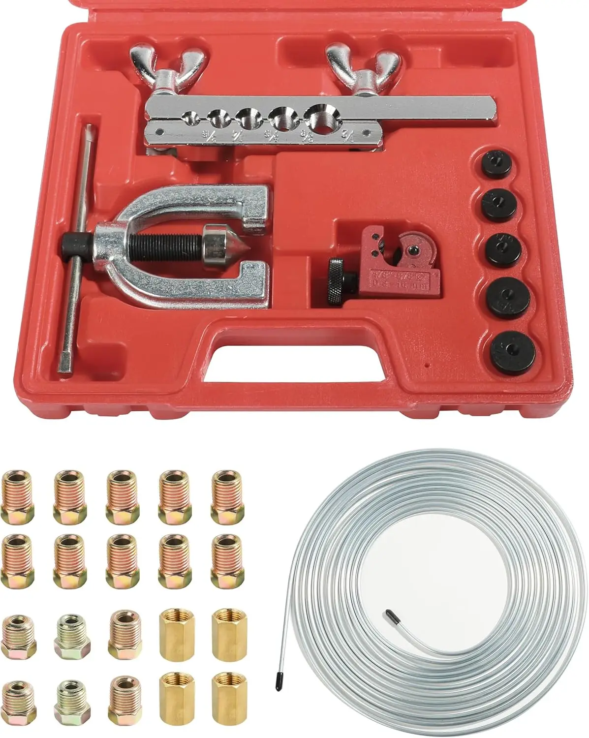 

YAKEFLY 25 ft Copper Brake Line Kit with Fittings & Tools for Hydraulic Systems (Silver)