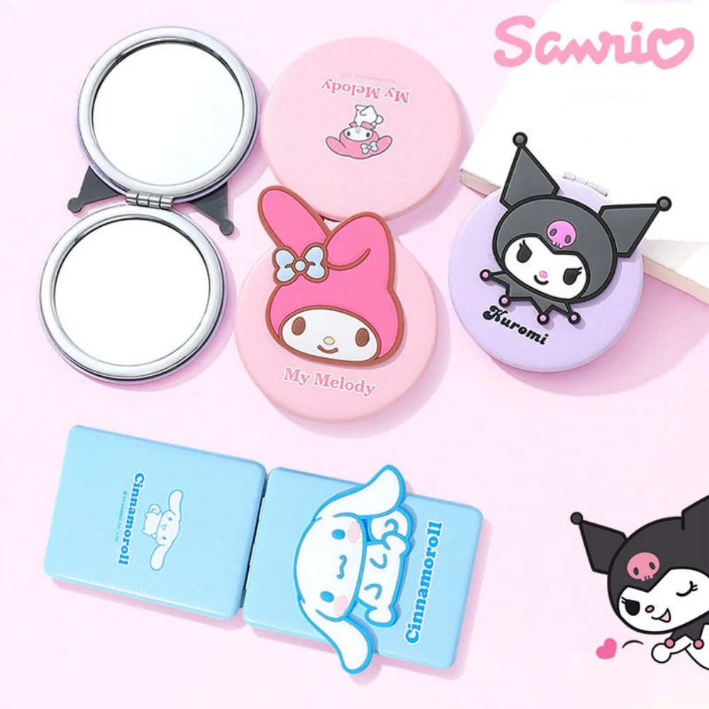 Genuine Sanrio Cinnamoroll Melody Fold Two-Way Mirrors Lady Travel Portable Makeup Mirror Cartoon Personal Care Compact Mirror