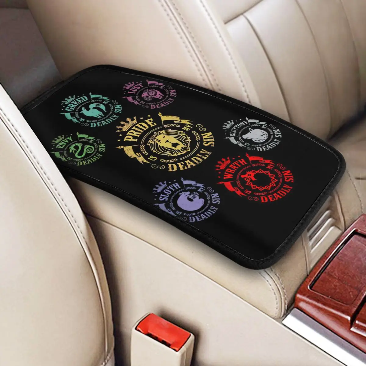 

Seven Deadly Sins Car Accessories Car Handrail Box Cushion Custom Print Non-slip Car Armrest Cover