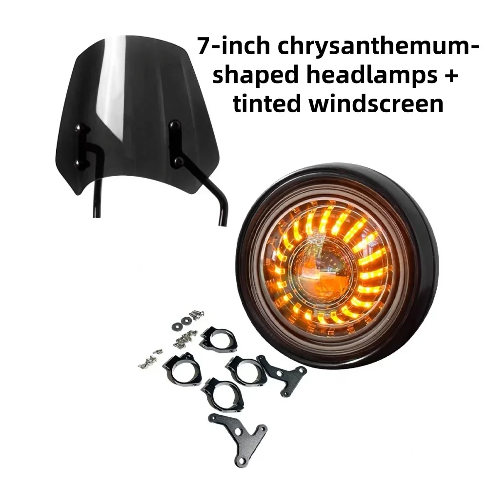 【Supreme quality】For  450CLC 7in Round LED Headlight, High Bright Daytime Running Light, Front Windscreen Retro Upgrade Kit