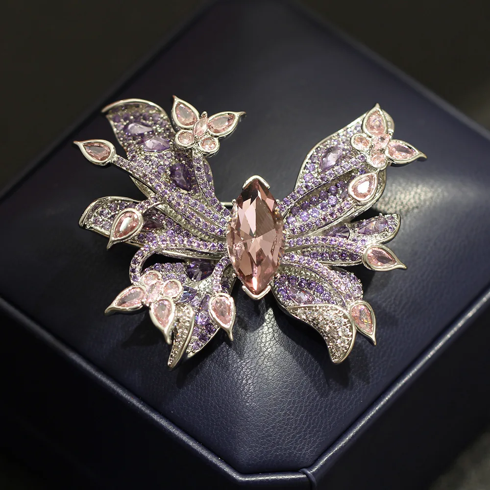 

Новые изысканные броши-бабочки для тяжелой промышленности с цветной микроинкрустацией цирконами, модные креативные женские аксессуары-булавки