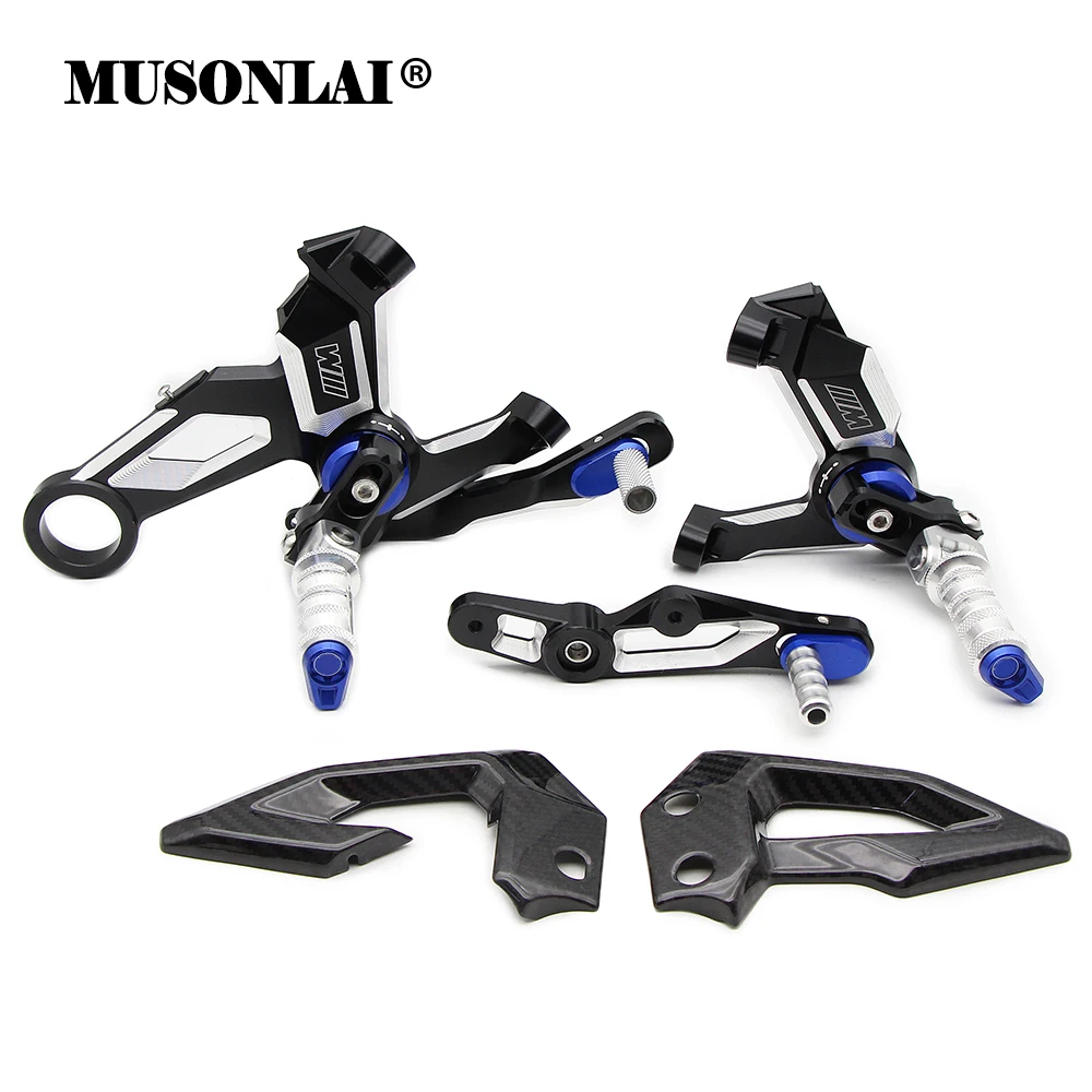 CNC&Carbon Fiber Motorcycle Adjustable Rearset Foot Rests Footrest for BMW S1000RR M1000RR 2019-2023 S1000R K63 M1000R 2021-2024