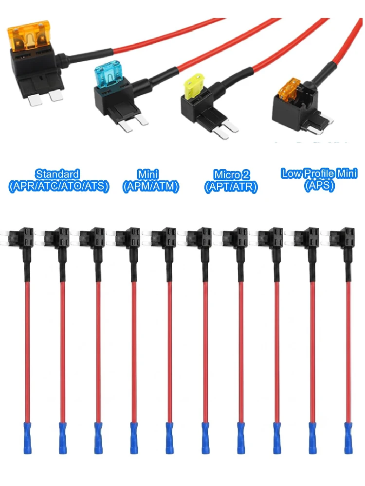 10 szt. Micro2 MINI MAŁY ŚREDNI Rozmiar Gniazdo Bezpiecznika Samochodowego Adapter Obwodu Micro Mini Standard do Samochodów Osobowych, Dostawczych, Ciężarówek, Łodzi, 4 Typy — 2