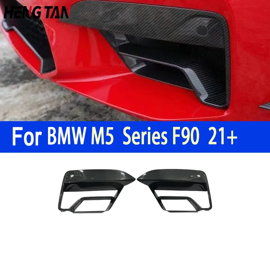 For BMW F90 M5 2021+ Dry Carbon Fiber Sport Front Bumper Air Vent Trim Splitter Cover Fog Ligth Intake Lamp Bezel Frame