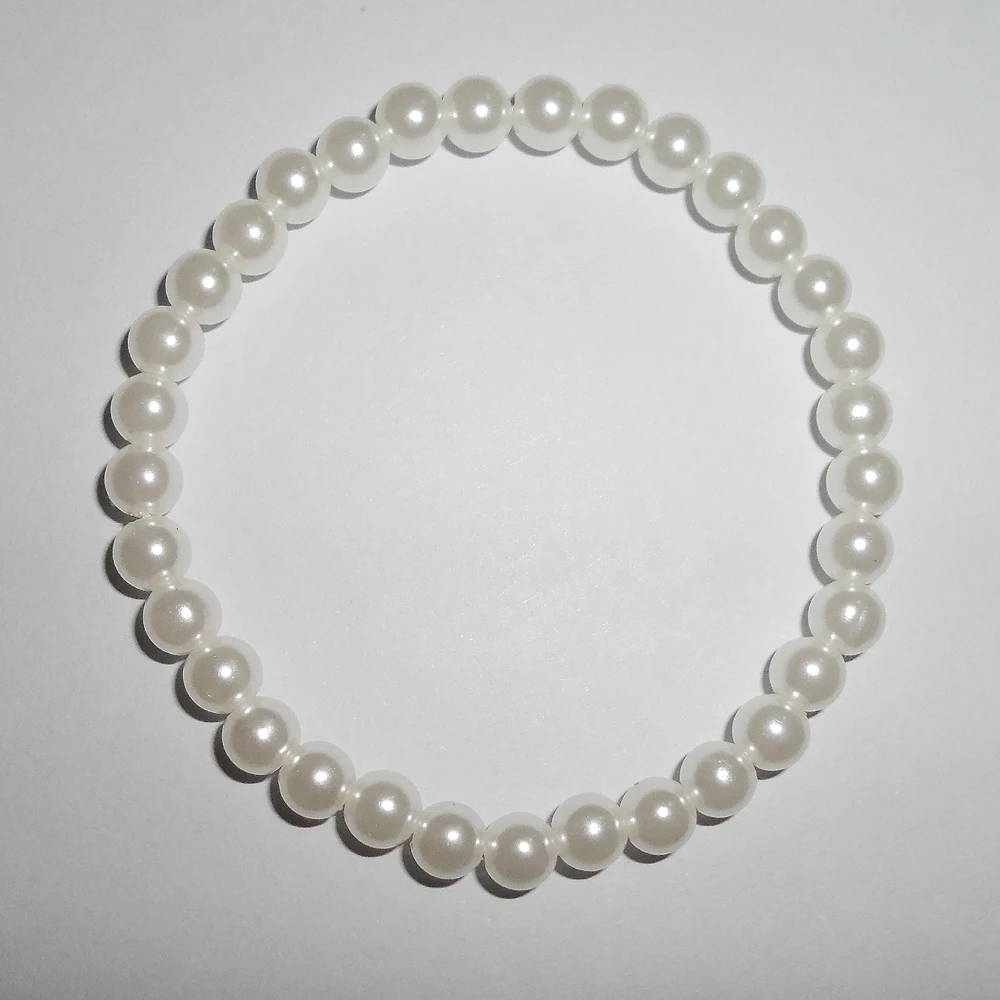 official-website new style 6mm White pearl bracelet stretch good quantity tiki tiki Imitation pearl bracelet  jewelry