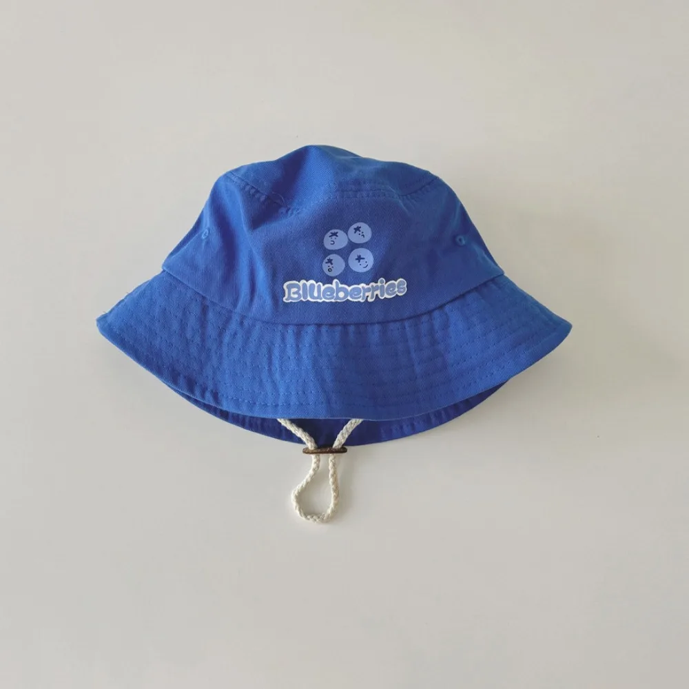 

Drawstring Candy Color Bucket Hat Korean Style Anti-UV Children's Fishmen Hat Fruit Casual Kid Summer Sun Hat Mountaineering Cap