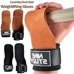 Pull-up Gloves Double Layers Leather Gloves Wrist Straps For Weight Lifting Grips Women Men Gym Deadlift Training Tool Acce E4b1