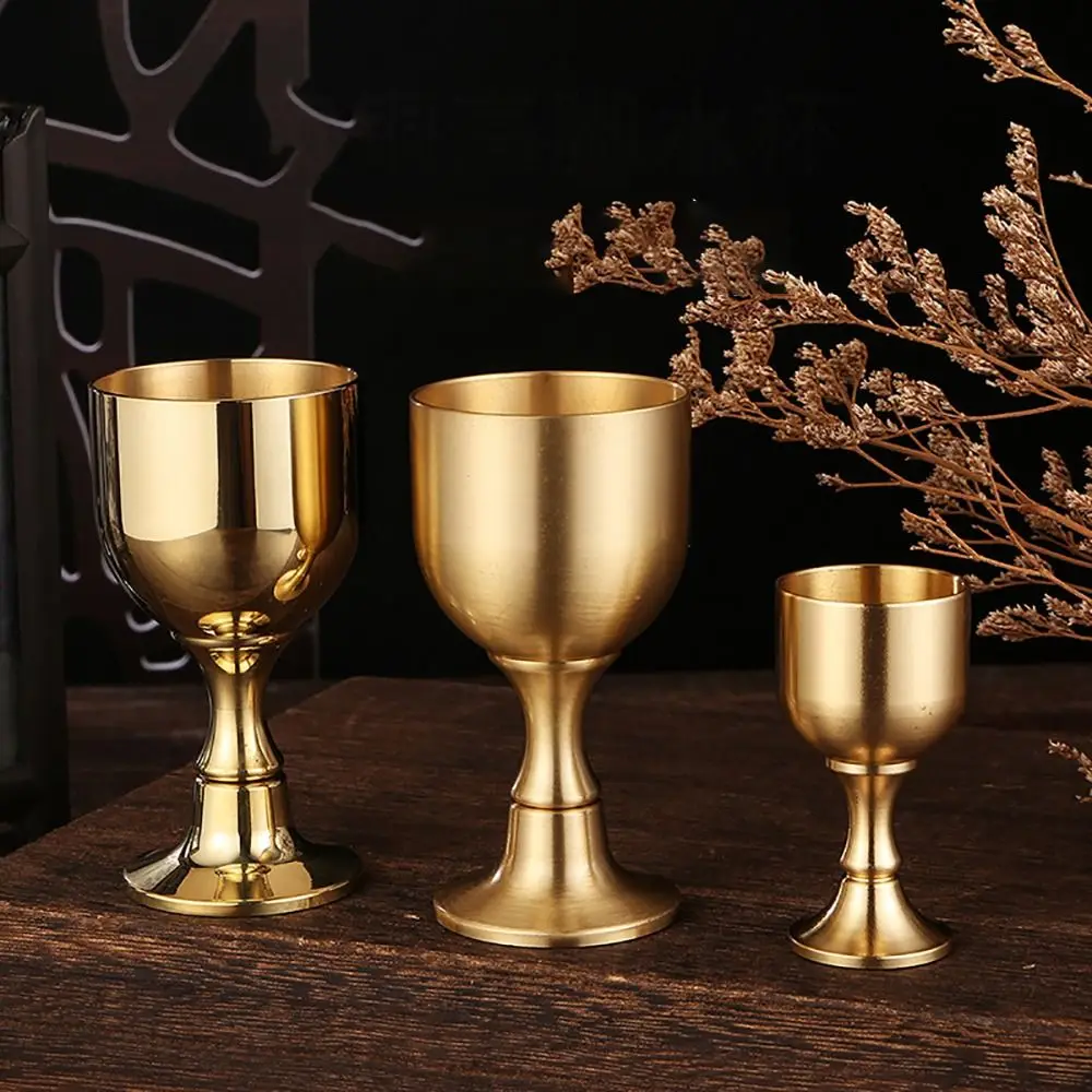 1PC Brass Chalice Cup Metal Gold Cocktail Beverage Wine Goblet Liquor Cup for Party Home Accessories Desktop Decoration Tool
