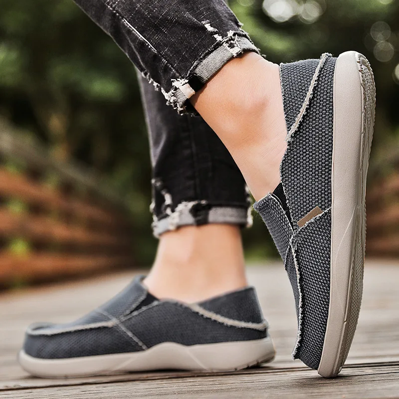 Lente Zomer Beknopte Comfortabele Casual Schoenen Lightwegen Heren Canvas Schoenen Voor Heren Slip-On Merk Fashion Platte Loafers Schoenen