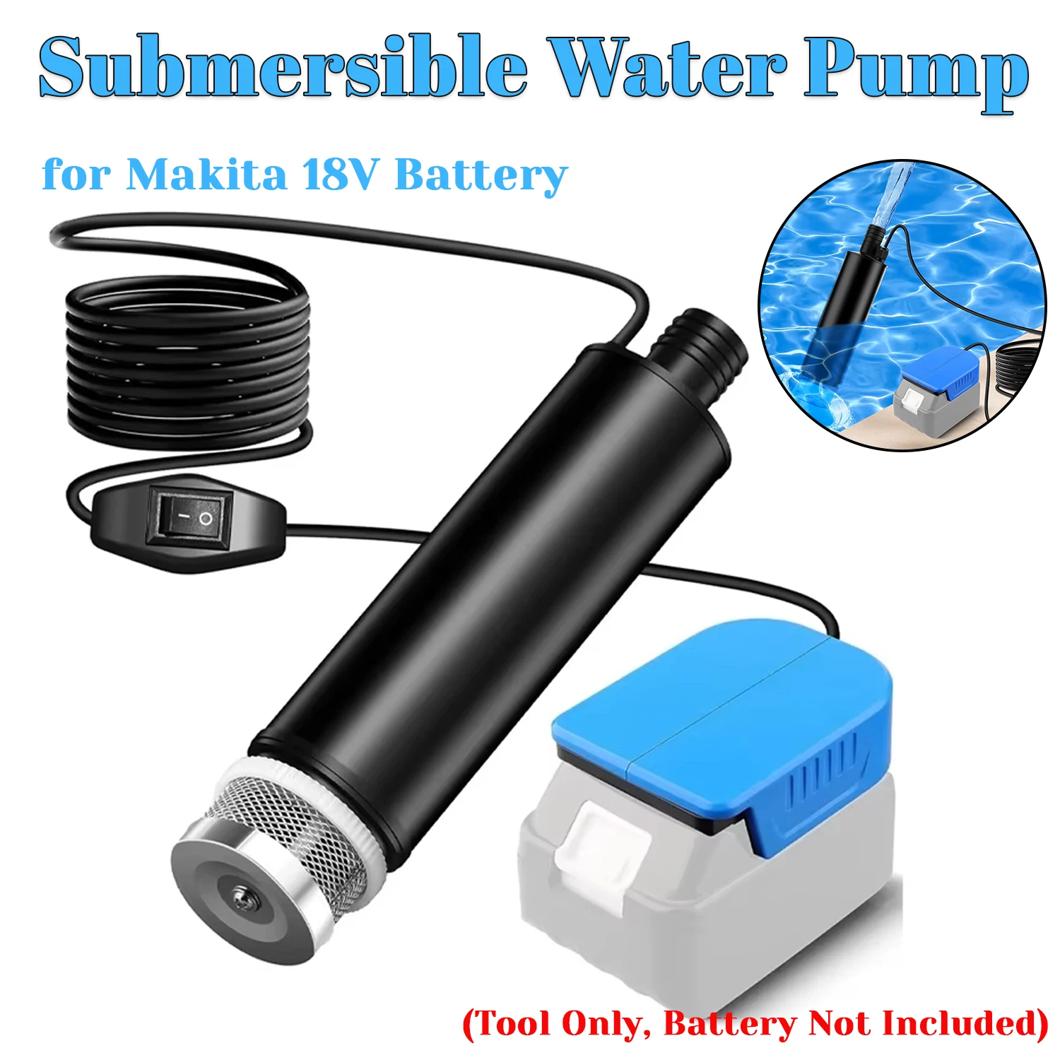 100W 635GPH Cordless Submersible Water Pump For Makita 18V Battery Garden Pool Pond Drain Pump Tool Only No Battery