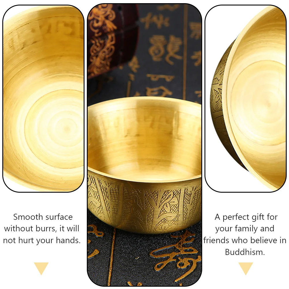 

Copper Bowl for Home Temple Decorative Buddha Shaped Bowls Supplies Smooth Surface Food Storage Snack Bowl