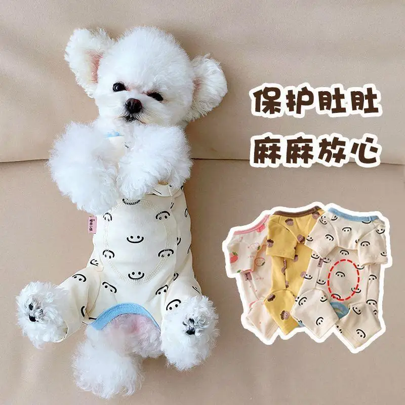 Pet Spring and Autumn Jumpsuit Casual and Warm Four Legged Home Sleepwear Belly Hugging Teddy Bear Small Dog Puppy Clothes