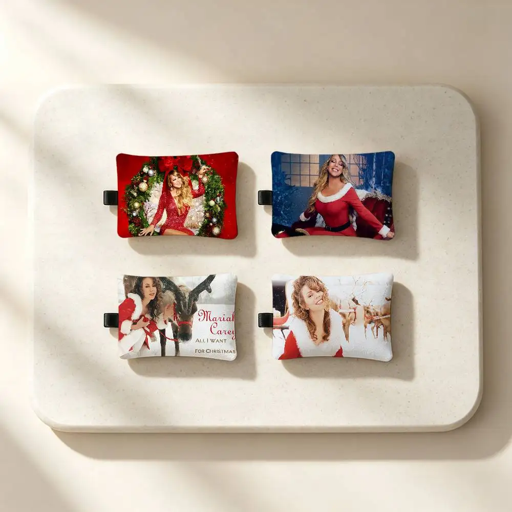Singer M-Mariah C-Carey Merry Christmas Waterproof Zippered Coin Purse – Lightweight Hanging Wallet For Coins ID Cards