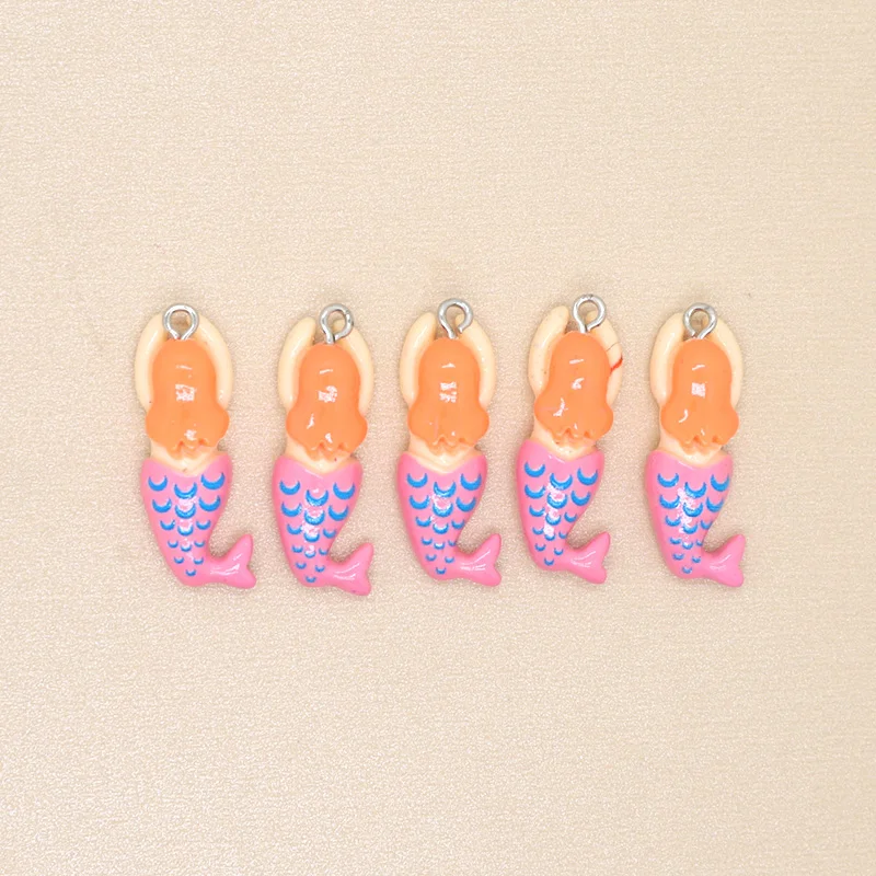 10pcs Cute Swimming Boy Girl Sport Charms Cartoon Resin Flatback Mermaid Earring Pendant Jewelry Findings Diy Charms Bulk