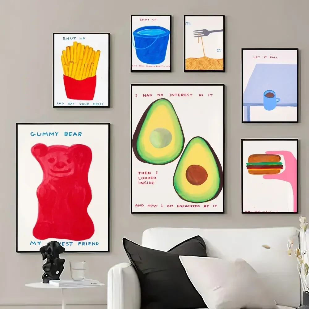 1pc frameless Canvas Painting Classic Abstract Wall Art David Shrigley Fruit Creative Pink HD Canvas Poster Print Living Room Be