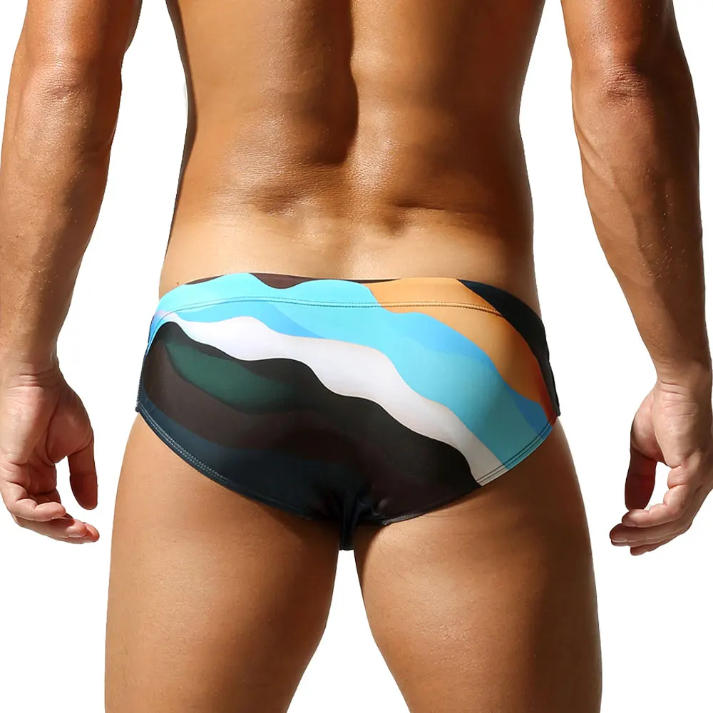 SEOBEAN Men's Camouflage Swim Shorts Low-Waist Quick-Dry with Webbing Straps Fashionable 2026 Triangle Design