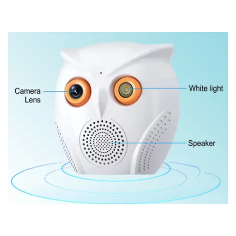 

DIGIT-Camera Owl Shape 2K 5MP Smart Home Mini Indoor Baby Monitor Detection Night Vision Two Way Audio Surveillance Cameras US