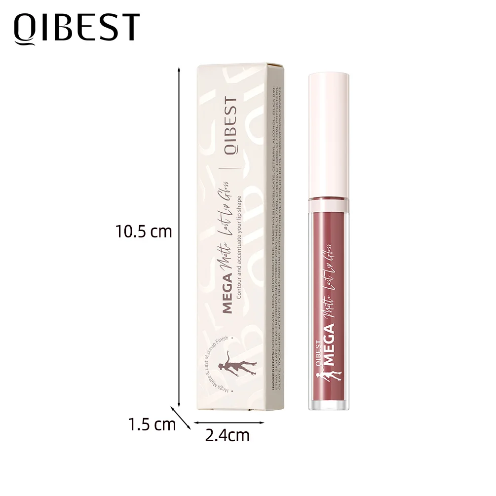 QIBEST 新24色マットリップグロス 防水リキッドリップスティック ヌードパープルリップティント メイクアップリップグレイズ コスメティック レッドリップステイン