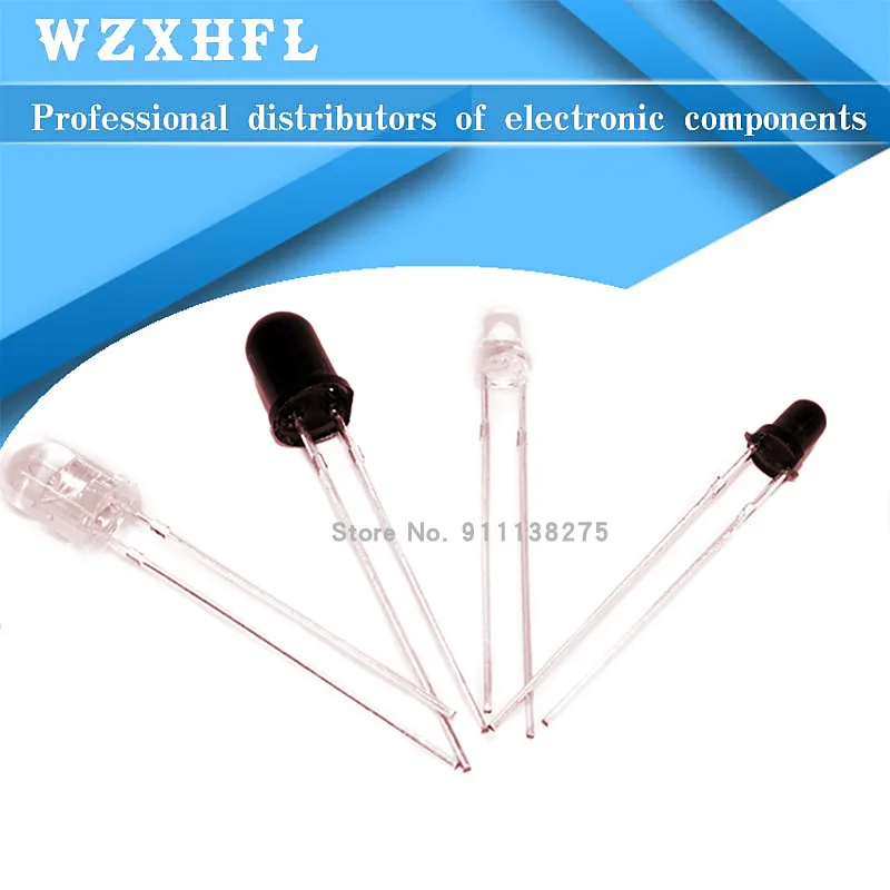 50pcs 3mm 5mm F3 F5 LED Emitting Diode 940nm Transmitter Emitter Receiver Infrared Phototransistor Photodiode Invisible DIY PCB