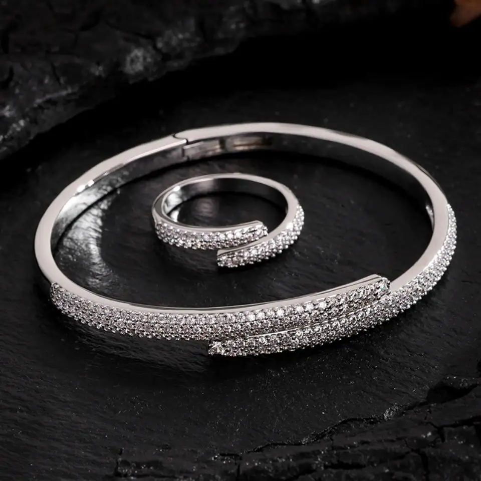 Women's Micro-set Zircon Ring Bracelet Two-piece Set