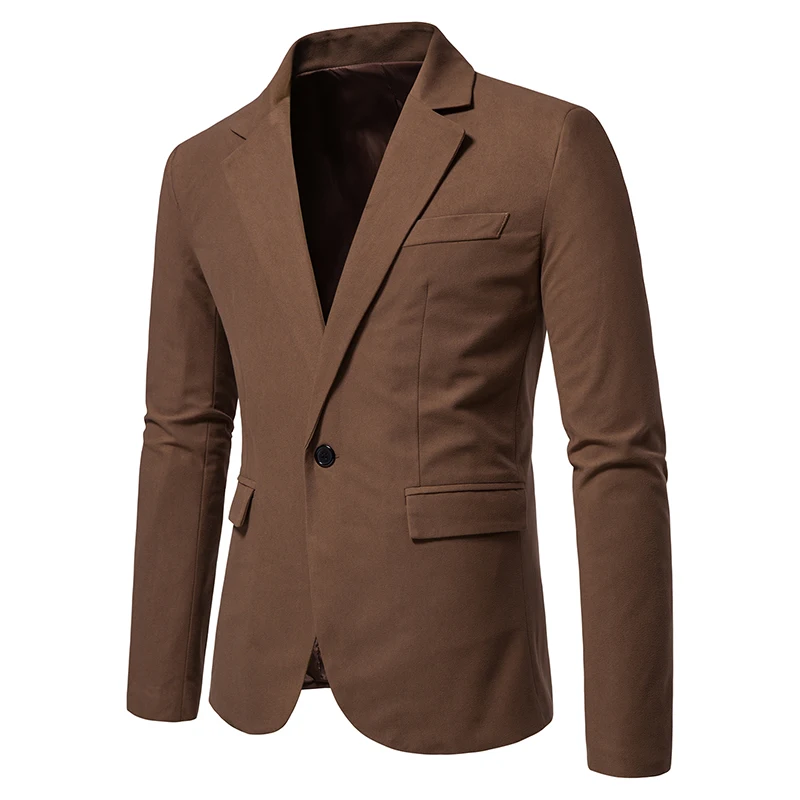 New Fashion Men\'s Suede Nap Leisure Slim Suit Jacket High Quality Casual Man Blazers Jacket Coat Men Single Button Blazer B08